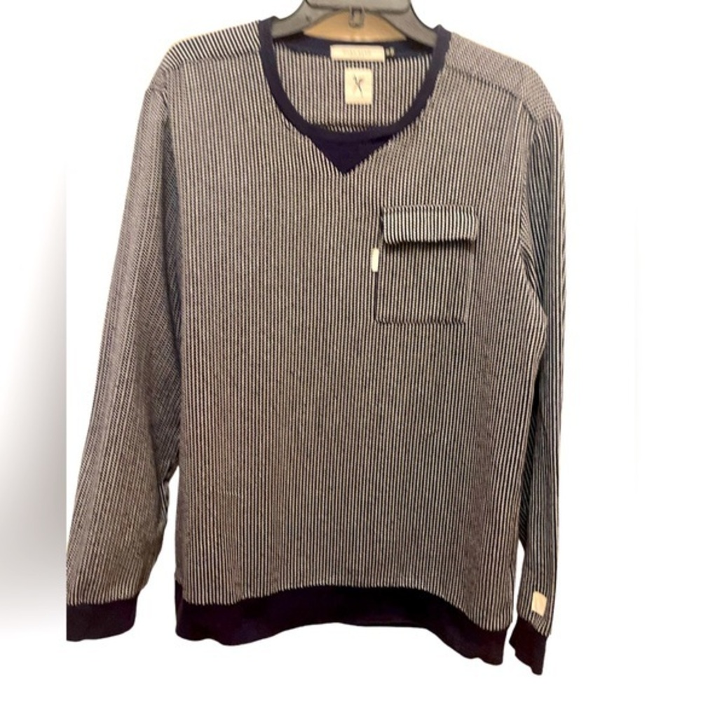 Marc Ecko Navy Blue and White Top Size M